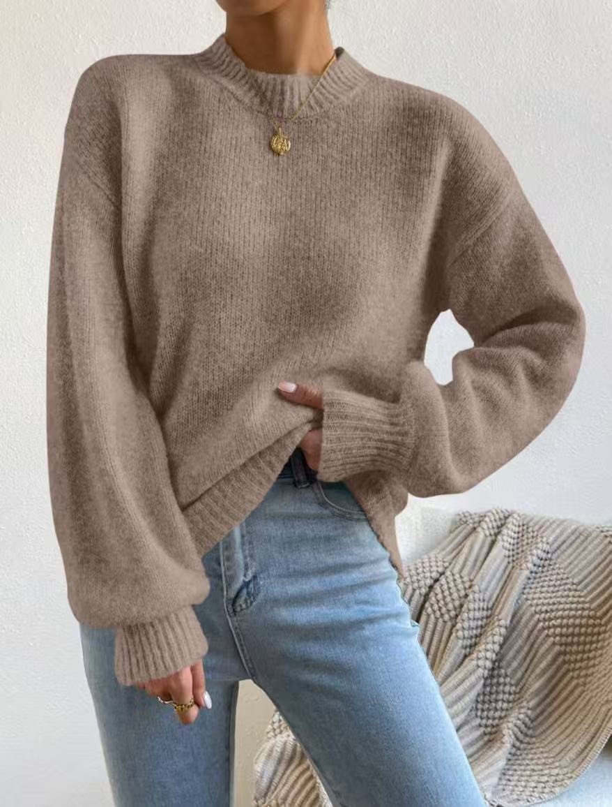 Pull Femme Col Montant mi-haut à Manches Longues – Style Élégant et Décontracté