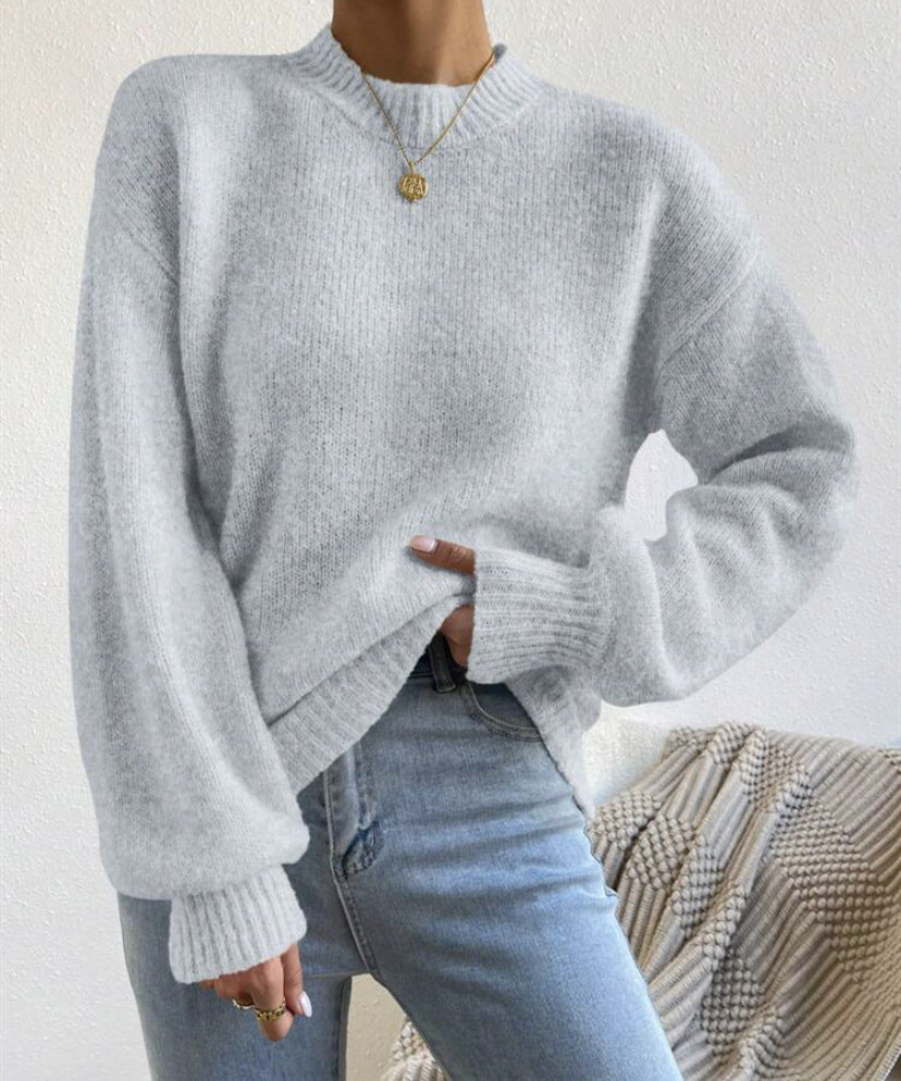 Pull Femme Col Montant mi-haut à Manches Longues – Style Élégant et Décontracté
