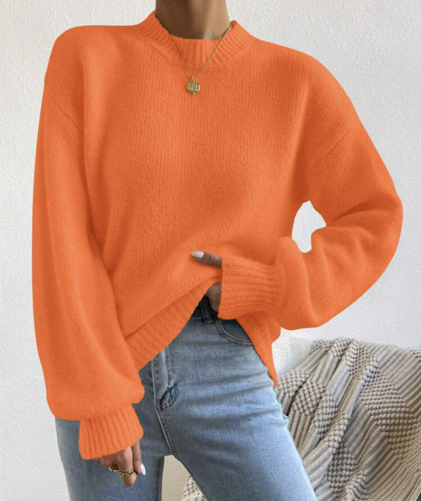 Pull Femme Col Montant mi-haut à Manches Longues – Style Élégant et Décontracté