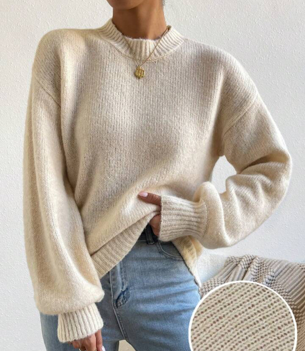 Pull Femme Col Montant mi-haut à Manches Longues – Style Élégant et Décontracté