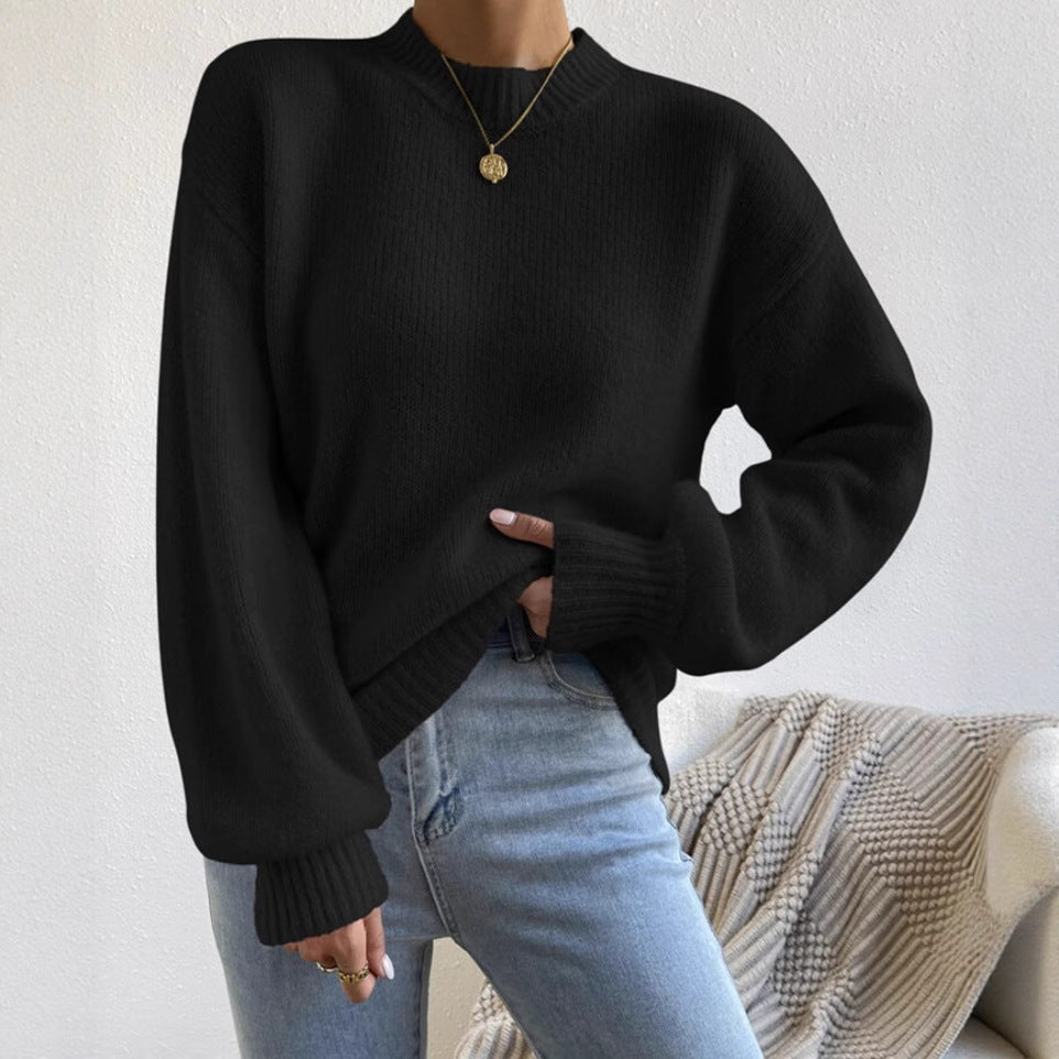Pull Femme Col Montant mi-haut à Manches Longues – Style Élégant et Décontracté