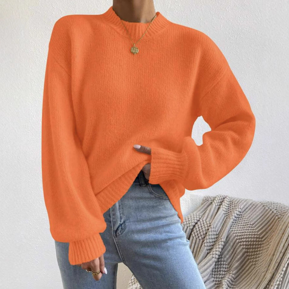 Pull Femme Col Montant mi-haut à Manches Longues – Style Élégant et Décontracté