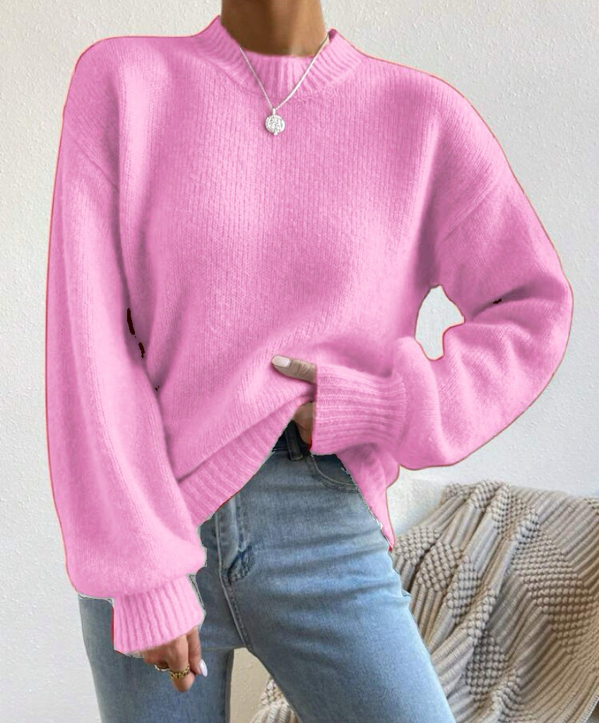 Pull Femme Col Montant mi-haut à Manches Longues – Style Élégant et Décontracté