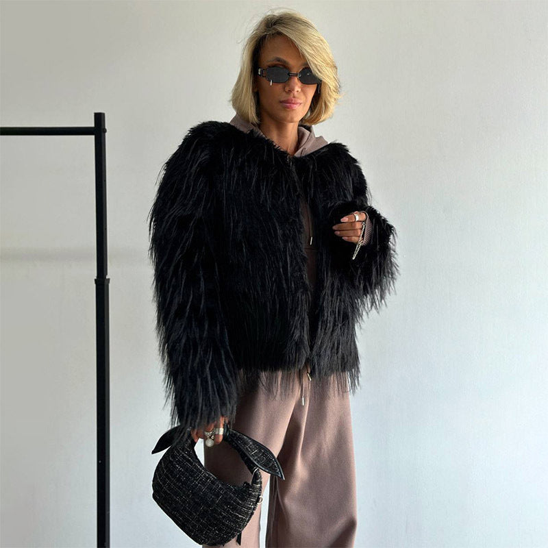 Manteau Court Femme en Façon Fourrure Luxe et Confort Optimal