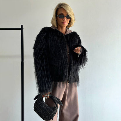 Manteau Court Femme en Façon Fourrure Luxe et Confort Optimal