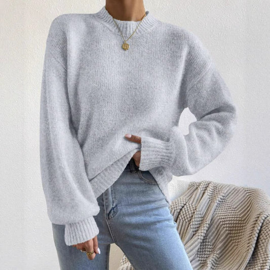 Pull Femme Col Montant mi-haut à Manches Longues – Style Élégant et Décontracté