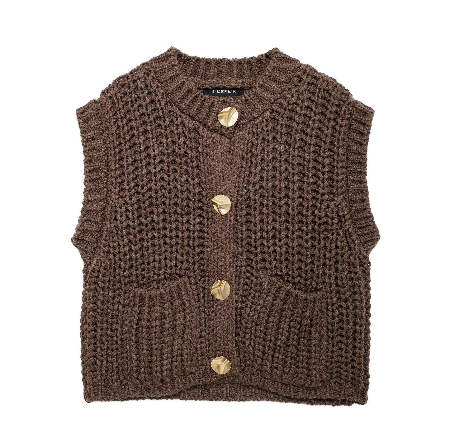 Gilet en tricot épais sans manches pour femme