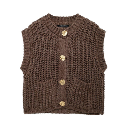 Gilet en tricot épais sans manches pour femme